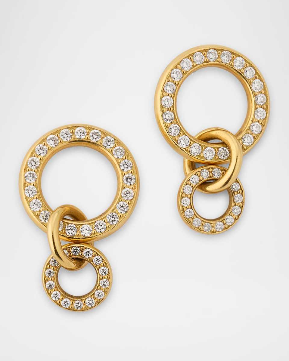 White Gold 3-Link Earrings with White Diamonds